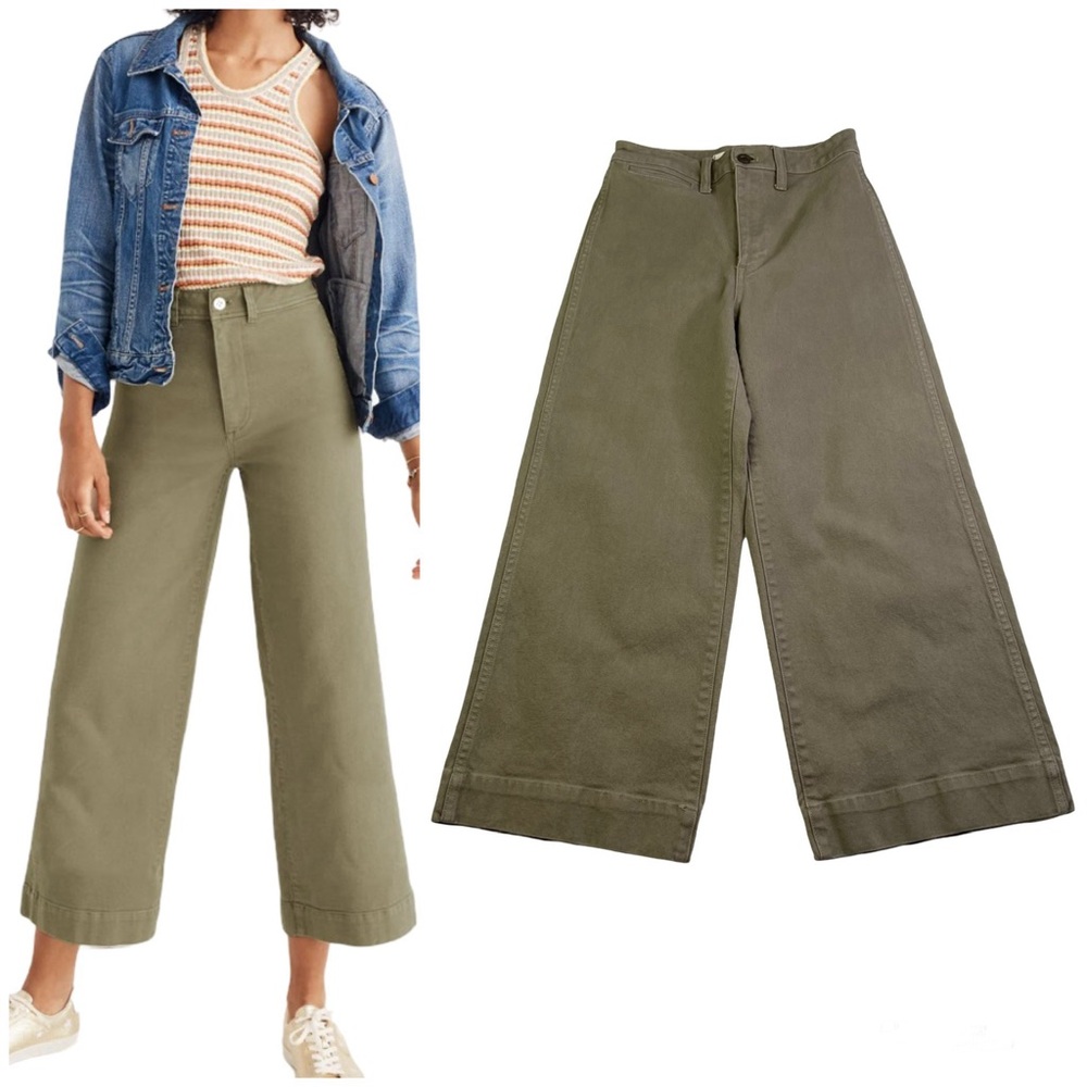 Madewell Emmett Wide Leg Crop Jeans Size 25 Green High Waist